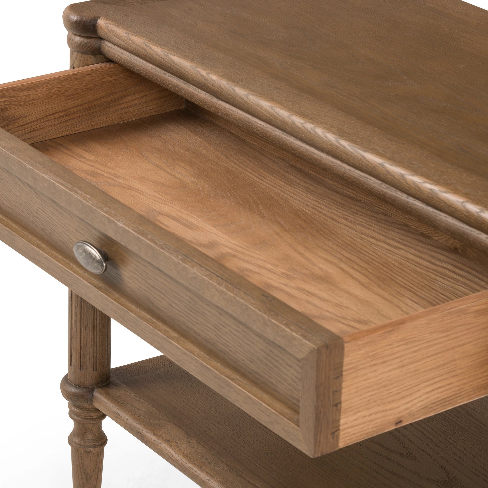 Toulouse Nightstand by Four Hands. Made from solid oak, oak veneer, zinc alloy in a modern style.