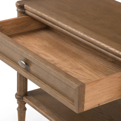 Toulouse Nightstand by Four Hands. Made from solid oak, oak veneer, zinc alloy in a modern style.
