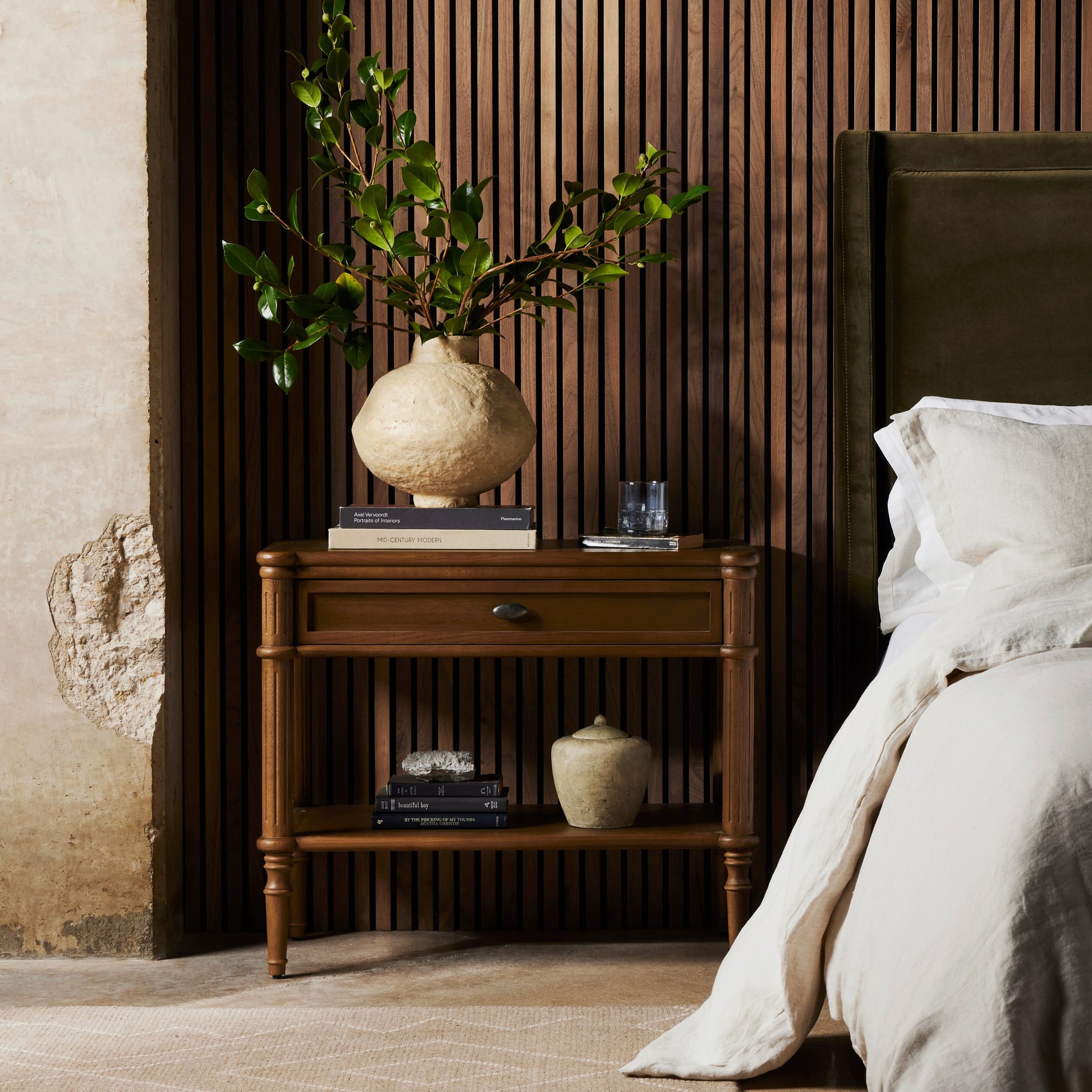 Toulouse Nightstand by Four Hands. Made from solid oak, oak veneer, zinc alloy in a modern style.
