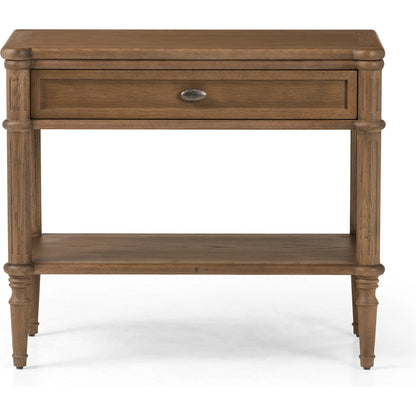 Toulouse Nightstand by Four Hands. Made from solid oak, oak veneer, zinc alloy in a modern style.