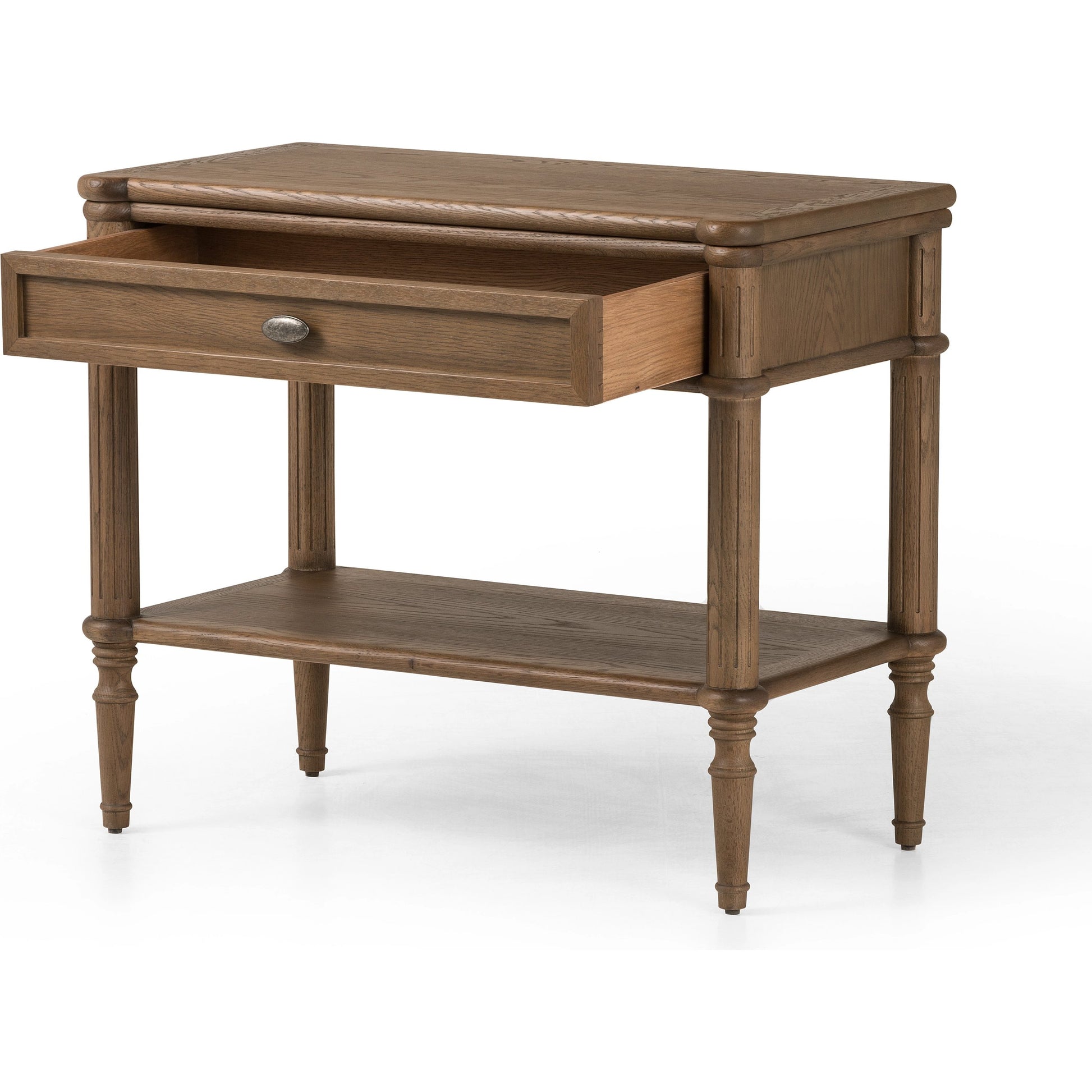 Toulouse Nightstand by Four Hands. Made from solid oak, oak veneer, zinc alloy in a modern style.