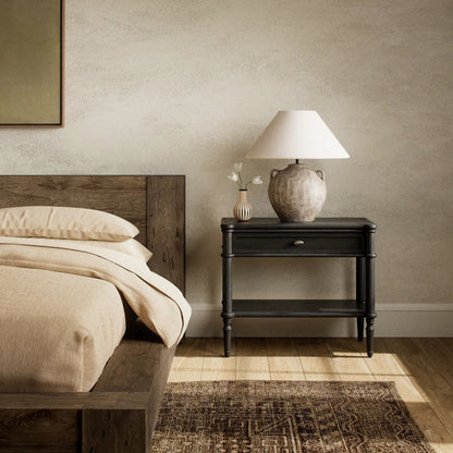 Toulouse Nightstand by Four Hands. Made from solid oak, oak veneer, zinc alloy in a modern style.