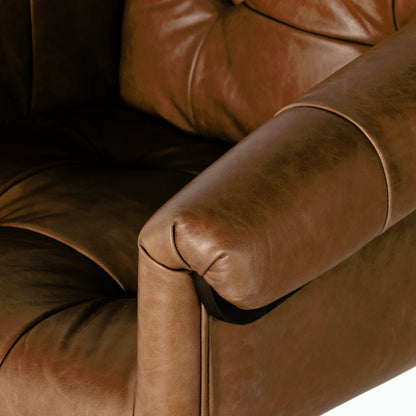 Arnold Desk Chair by Four Hands in polished aluminum, mocha ash, sonoma chestnut and mocha ash, sonoma chestnut. Made from top grain leather, solid ash in a transitional style.