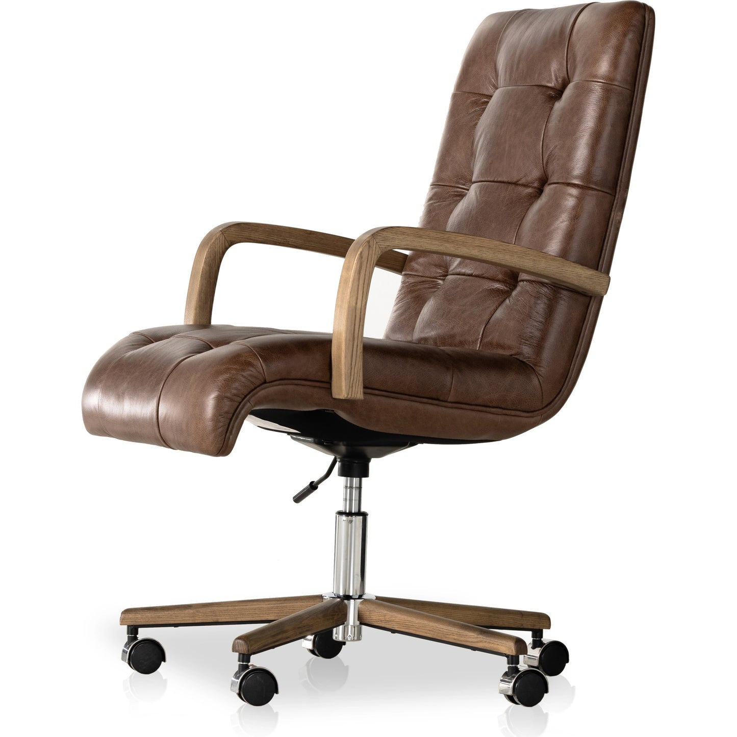 002 SI-1977491 | Additional Silo | Luca Desk Chair by Four Hands in sonoma coco, amber ash. Made from top grain leather, solid ash, aluminum in a modern style.