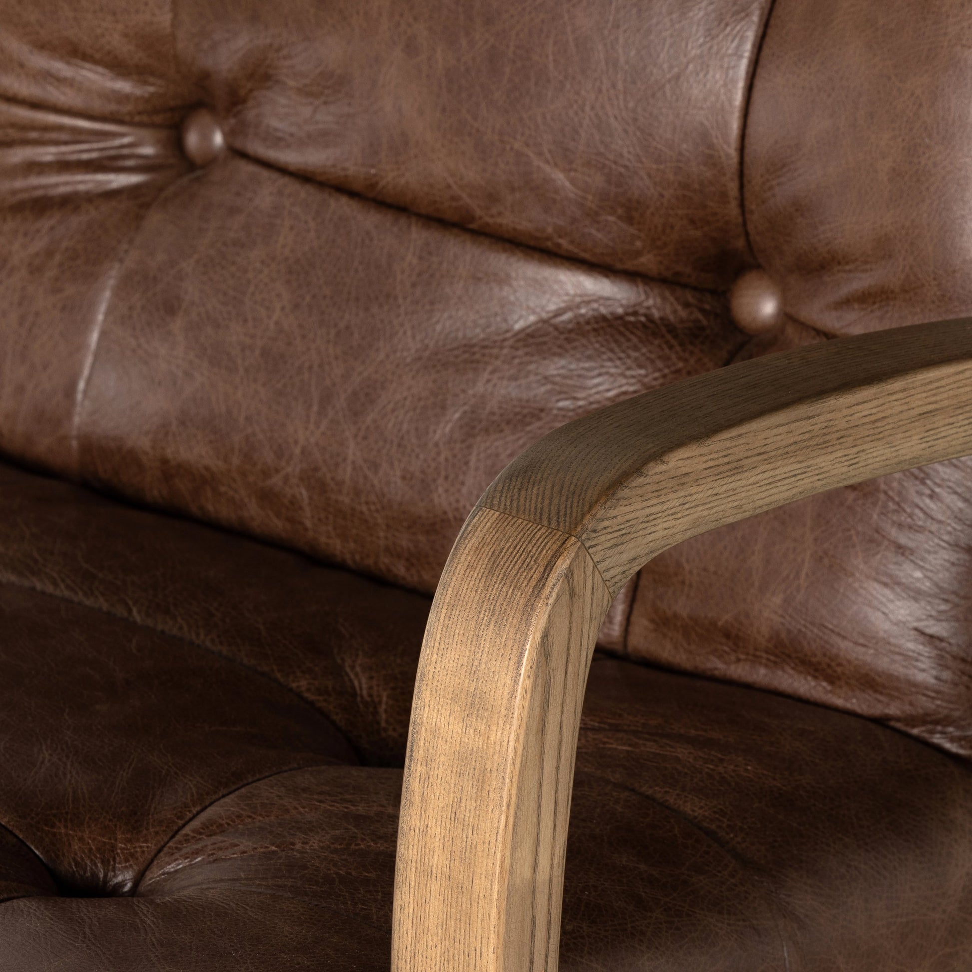 Luca Desk Chair by Four Hands in sonoma coco, amber ash. Made from top grain leather, solid ash, aluminum in a modern style.