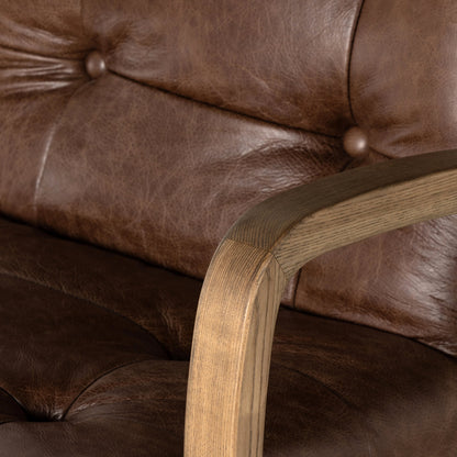 Luca Desk Chair by Four Hands in sonoma coco, amber ash. Made from top grain leather, solid ash, aluminum in a modern style.