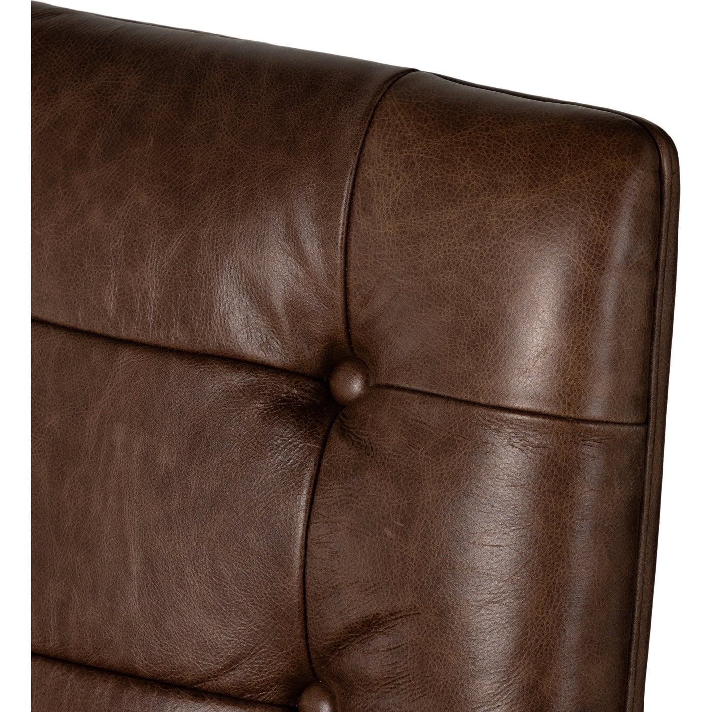009 SI-1977491 | Closeup | Luca Desk Chair by Four Hands in sonoma coco, amber ash. Made from top grain leather, solid ash, aluminum in a modern style.