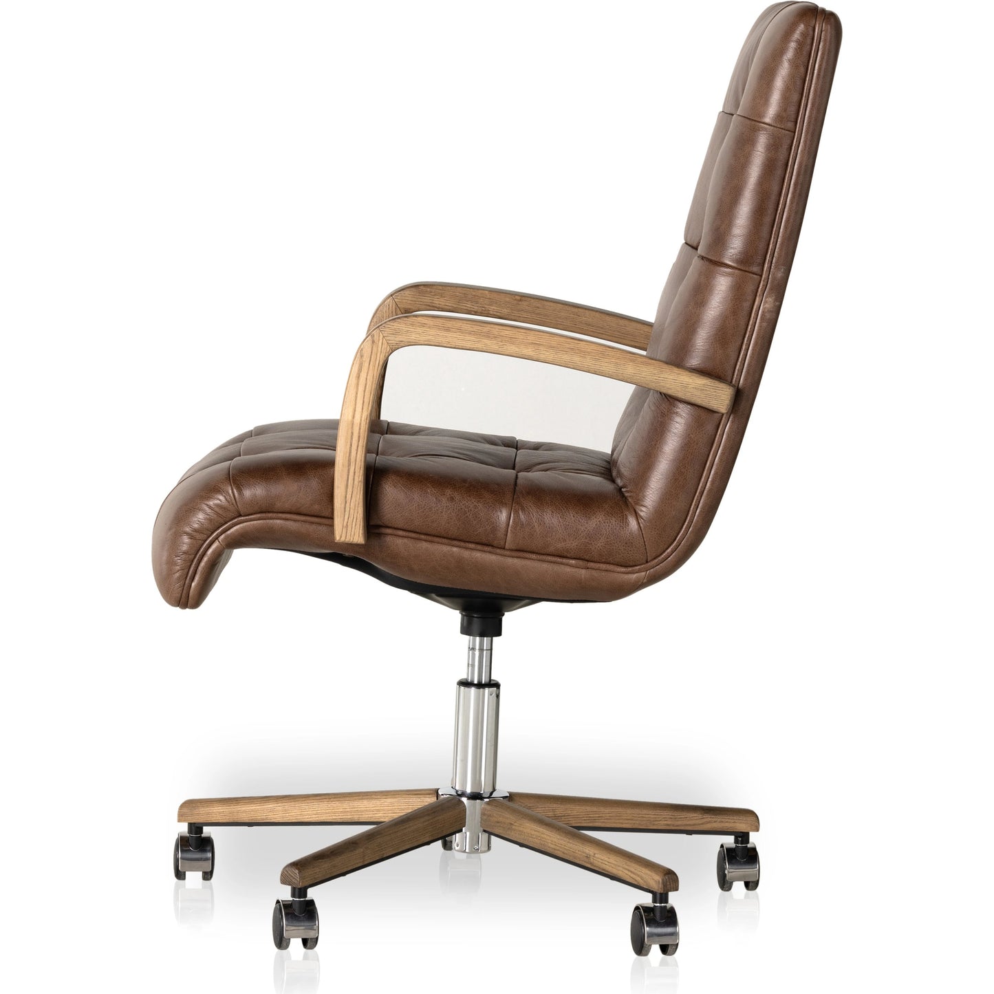 004 SI-1977491 | Additional Silo | Luca Desk Chair by Four Hands in sonoma coco, amber ash. Made from top grain leather, solid ash, aluminum in a modern style.