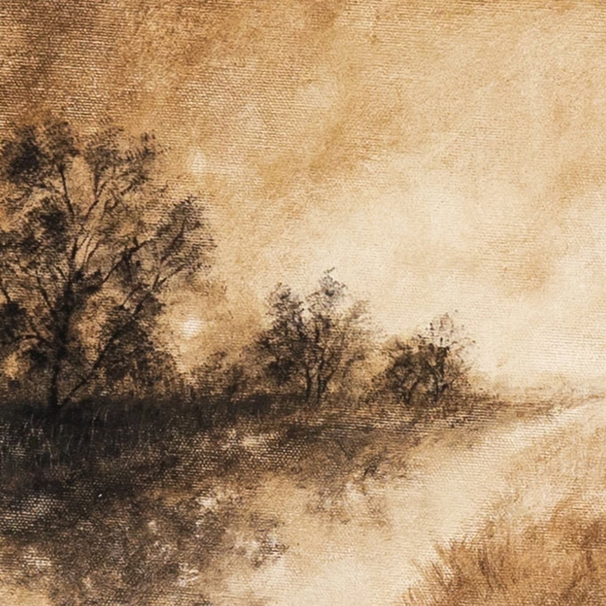 Hillside Haze II by Aileen Fitzgerald by Four Hands in rustic walnut. Made from rustic walnut, acrylic glazing, textured fine art paper in a cottage & farmhouse style.