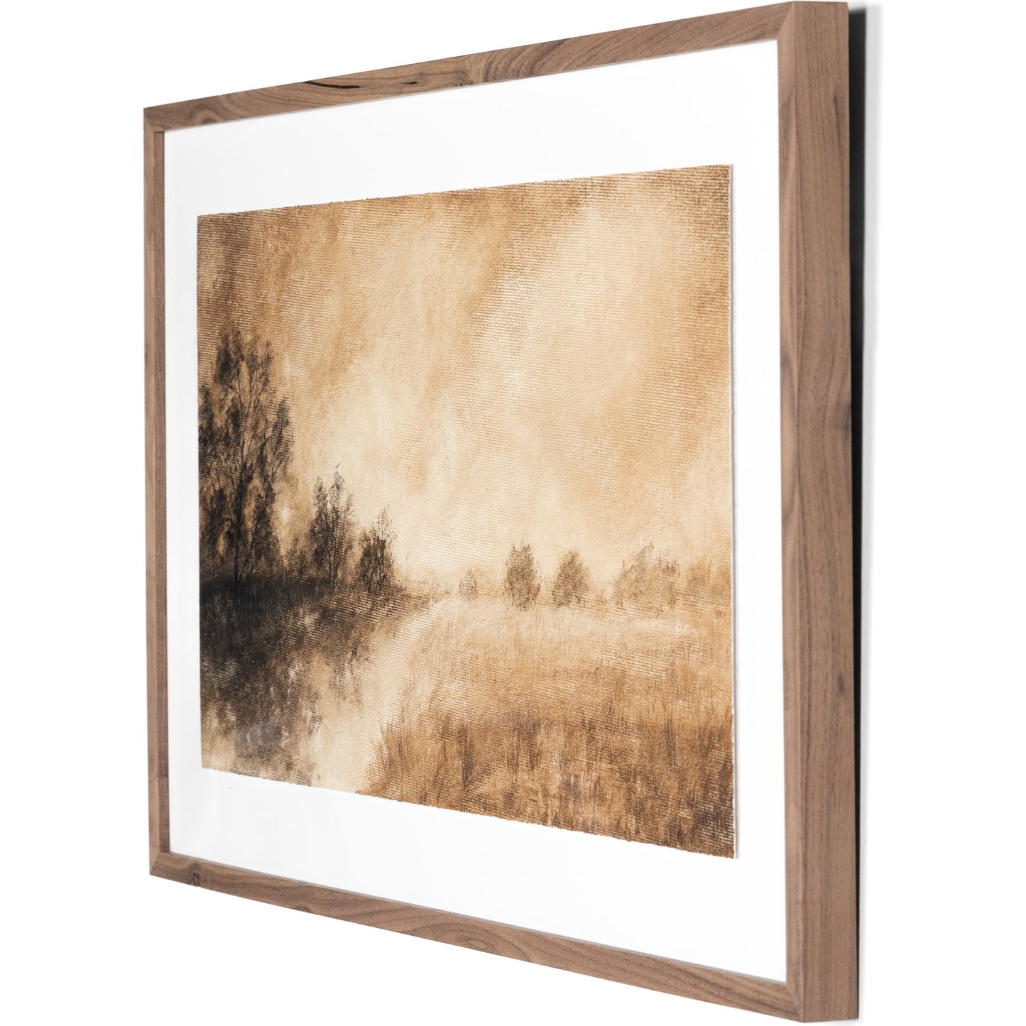 002 SI-1799023 | Additional Silo | Hillside Haze II by Aileen Fitzgerald by Four Hands in rustic walnut. Made from rustic walnut, acrylic glazing, textured fine art paper in a cottage & farmhouse style.
