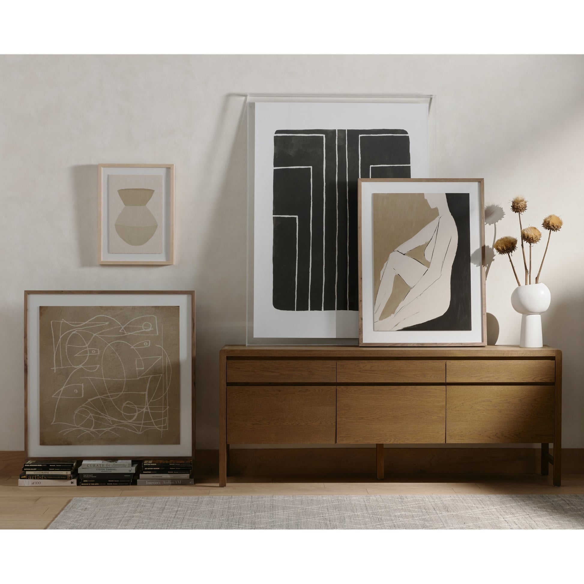 Chill by Dan Hobday by Four Hands. Made from rustic 2.5 walnut, watercolor paper in a eclectic & global style.