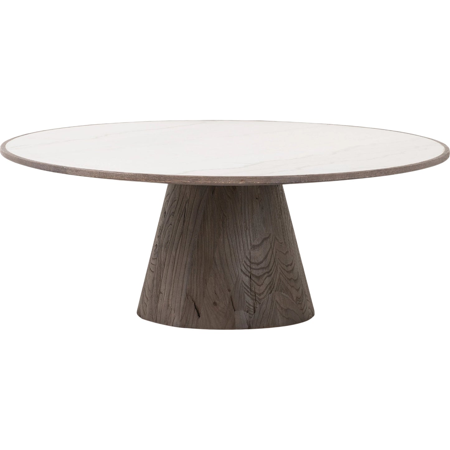 000 SI-1902515 | Primary Silo | Skye Coffee Table by Four Hands in weathered dark elm, white marble, weathered dark oak. Made from solid marble, solid reclaimed elm, solid oak in a coastal style.