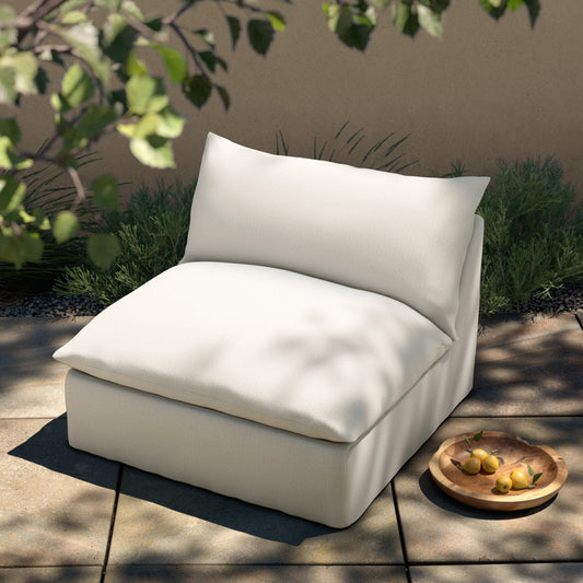 Grant Outdoor Swivel Chair by Four Hands in faye cream. Made from 100% olefin, 91% polyurethane foam pad, 9% polyester fiber batting in a transitional style.
