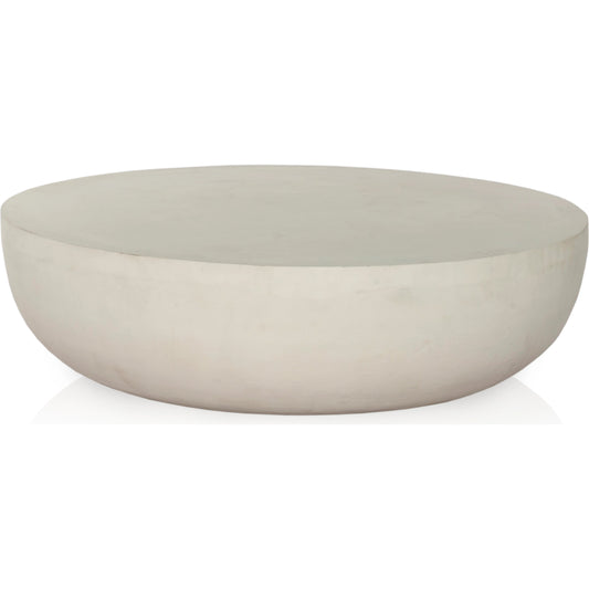 Basil Round Outdoor Coffee Table by Four Hands. Made from aluminum in a modern style.