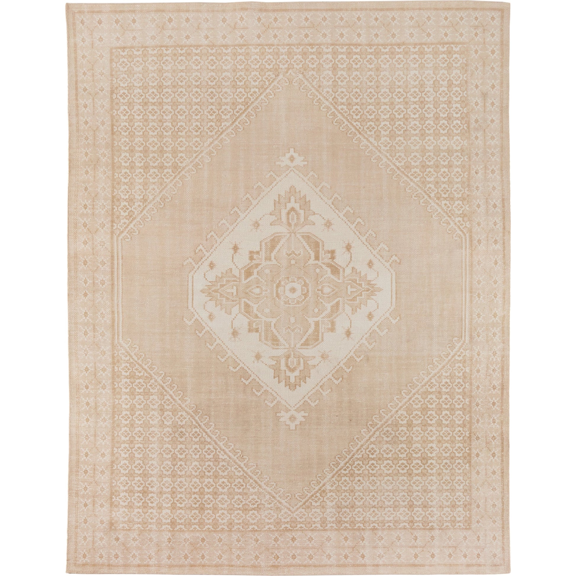 Deluca Rug by Four Hands in banded cream. Made from 100% polyethylene terephthalate (pet) in a unique style.