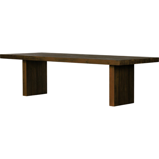 Encino Outdoor Dining Table by Four Hands in heritage brown. Made from solid fsc® reclaimed teak in a modern style.