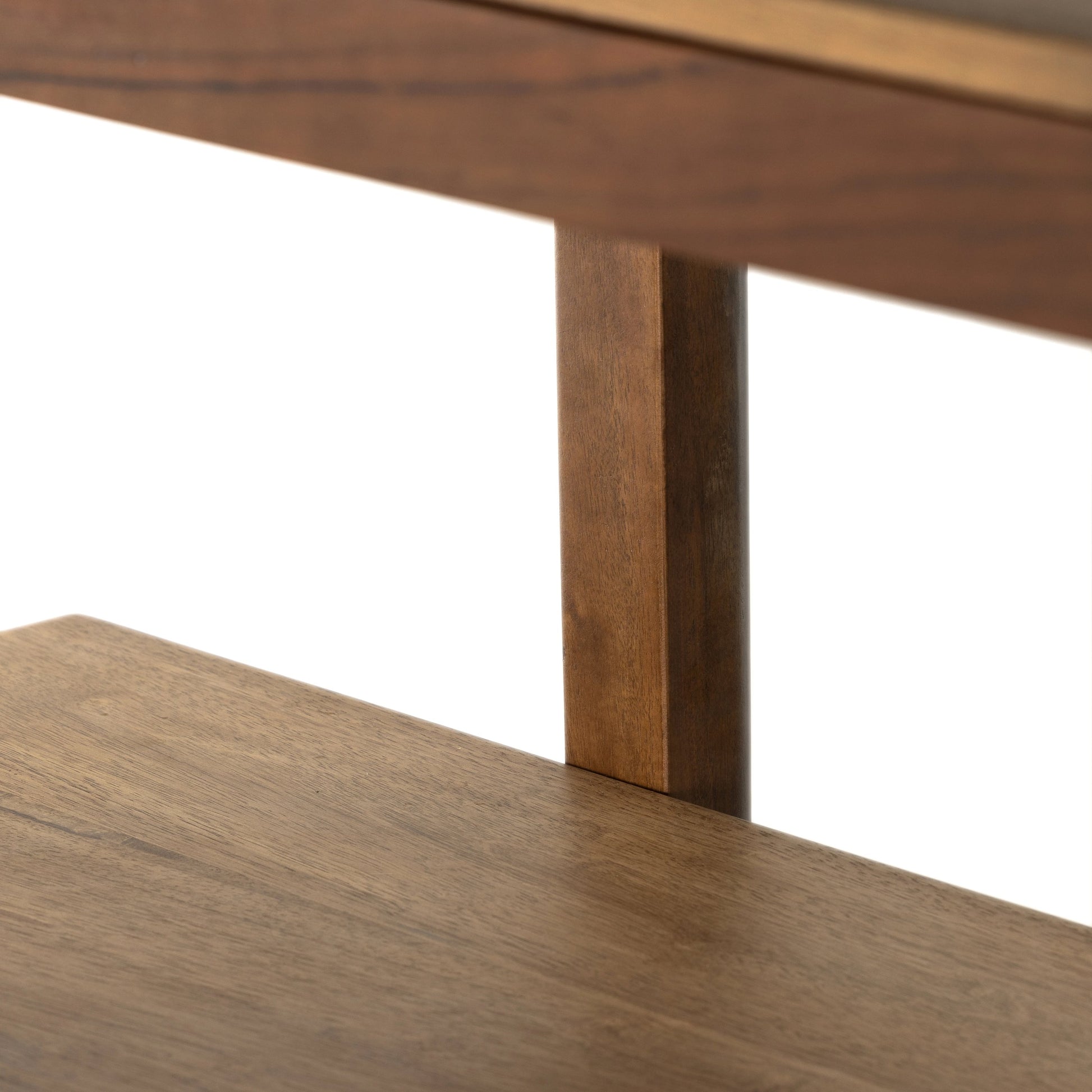 Reza Wide Bookcase by Four Hands in smoked honey, raw brass, toasted acacia. Made from solid acacia, solid parawood in a modern style.
