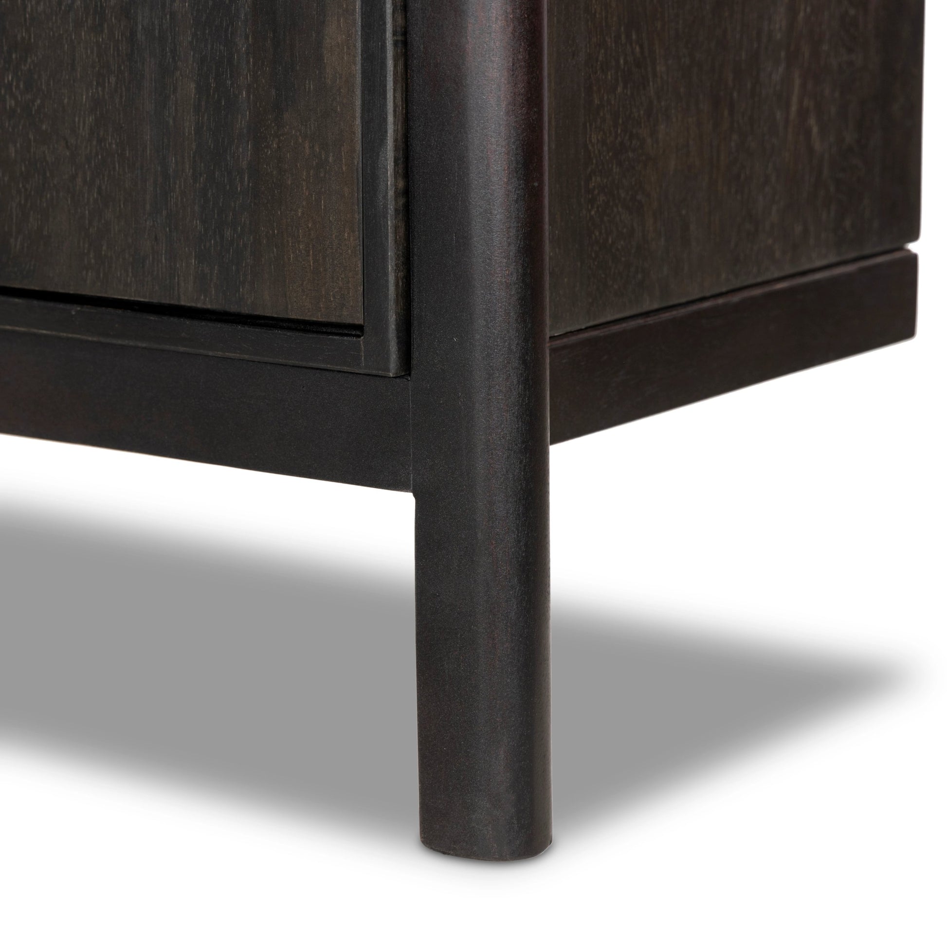 Reza Wide Bookcase by Four Hands in smoked honey, raw brass, toasted acacia. Made from solid acacia, solid parawood in a modern style.