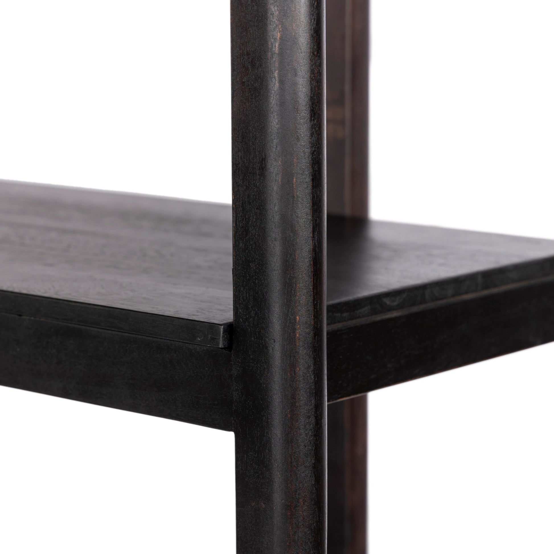 Reza Wide Bookcase by Four Hands in smoked honey, raw brass, toasted acacia. Made from solid acacia, solid parawood in a modern style.