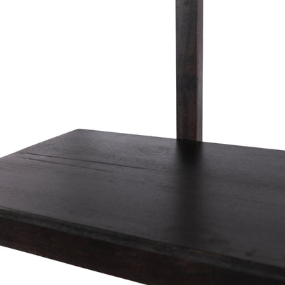 Reza Wide Bookcase by Four Hands in smoked honey, raw brass, toasted acacia. Made from solid acacia, solid parawood in a modern style.
