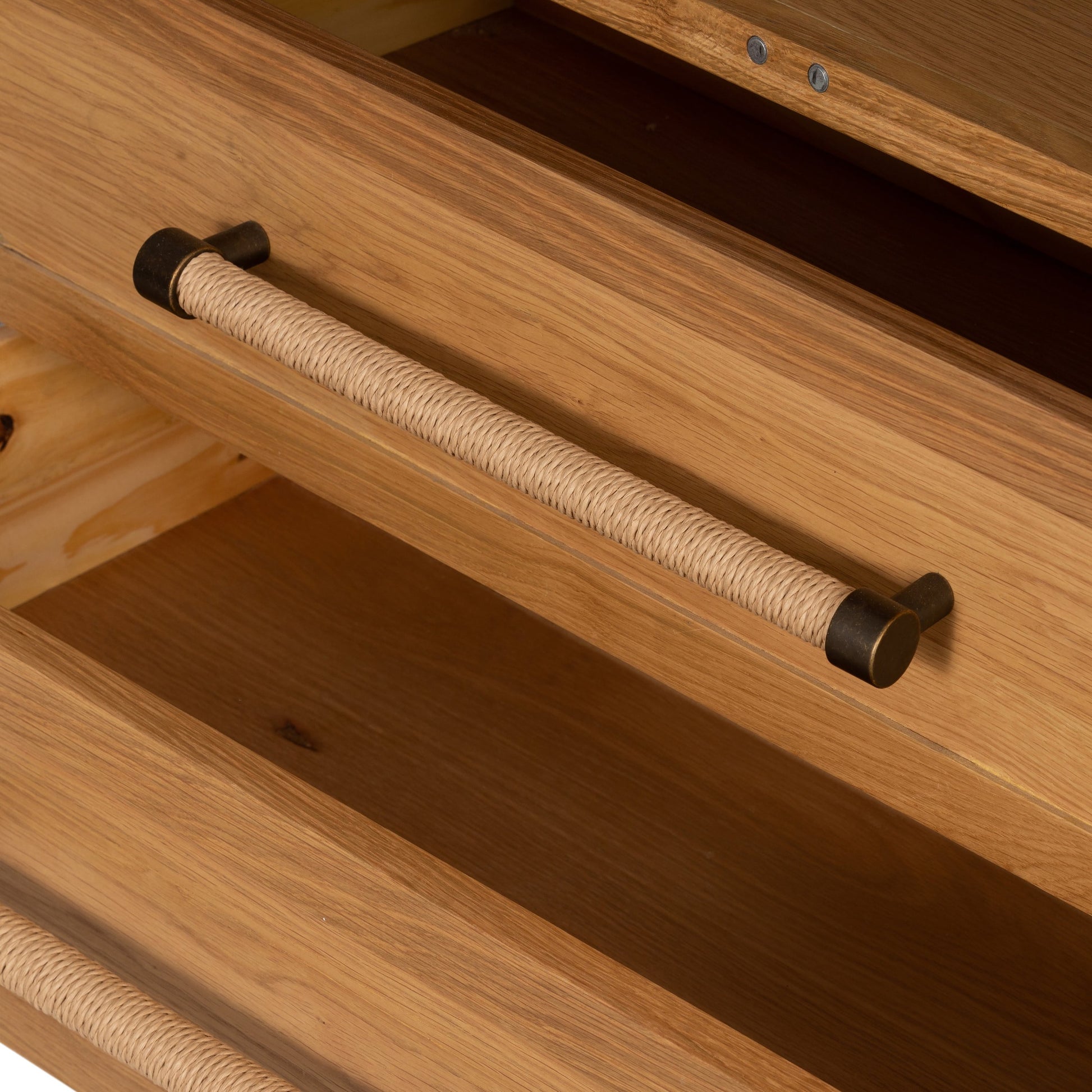 Laker Cabinet by Four Hands in black oak. Made from solid oak, rush, oak veneer in a cottage & farmhouse style.
