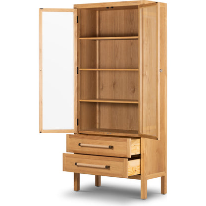 Laker Cabinet by Four Hands in black oak. Made from solid oak, rush, oak veneer in a cottage & farmhouse style.