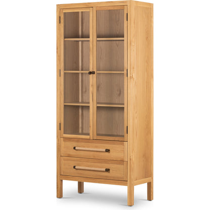 Laker Cabinet by Four Hands in black oak. Made from solid oak, rush, oak veneer in a cottage & farmhouse style.