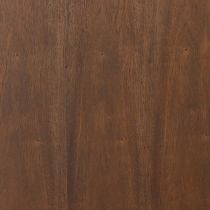 Nyland Media Console by Four Hands in black mahogany. Made from mahogany veneer, solid mahogany, sugar palm in a modern style.