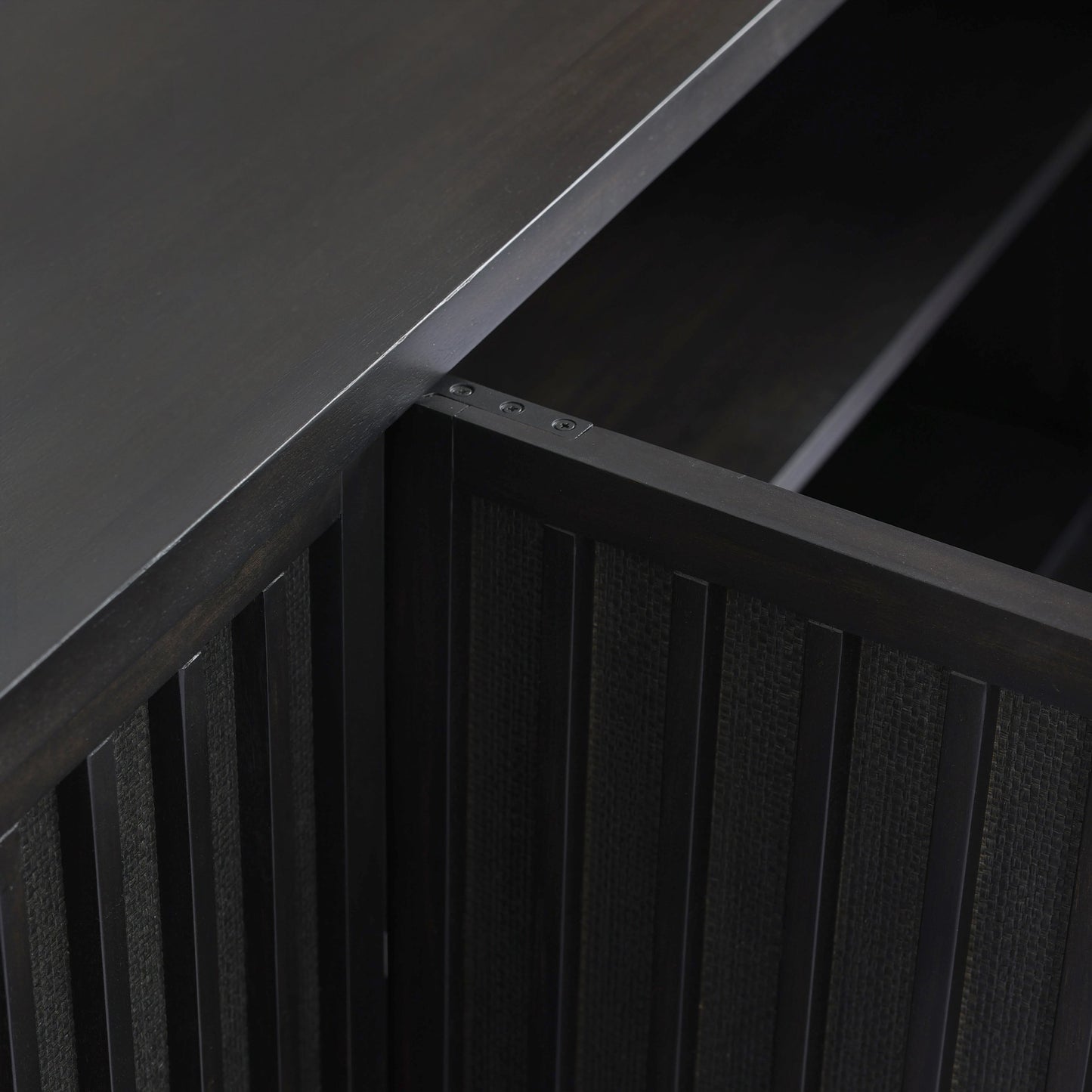 010 SI-2001742 | Additional Silo | Nyland Media Console by Four Hands in black mahogany. Made from mahogany veneer, solid mahogany, sugar palm in a modern style.