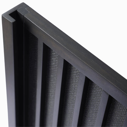 Nyland Media Console by Four Hands in black mahogany. Made from mahogany veneer, solid mahogany, sugar palm in a modern style.