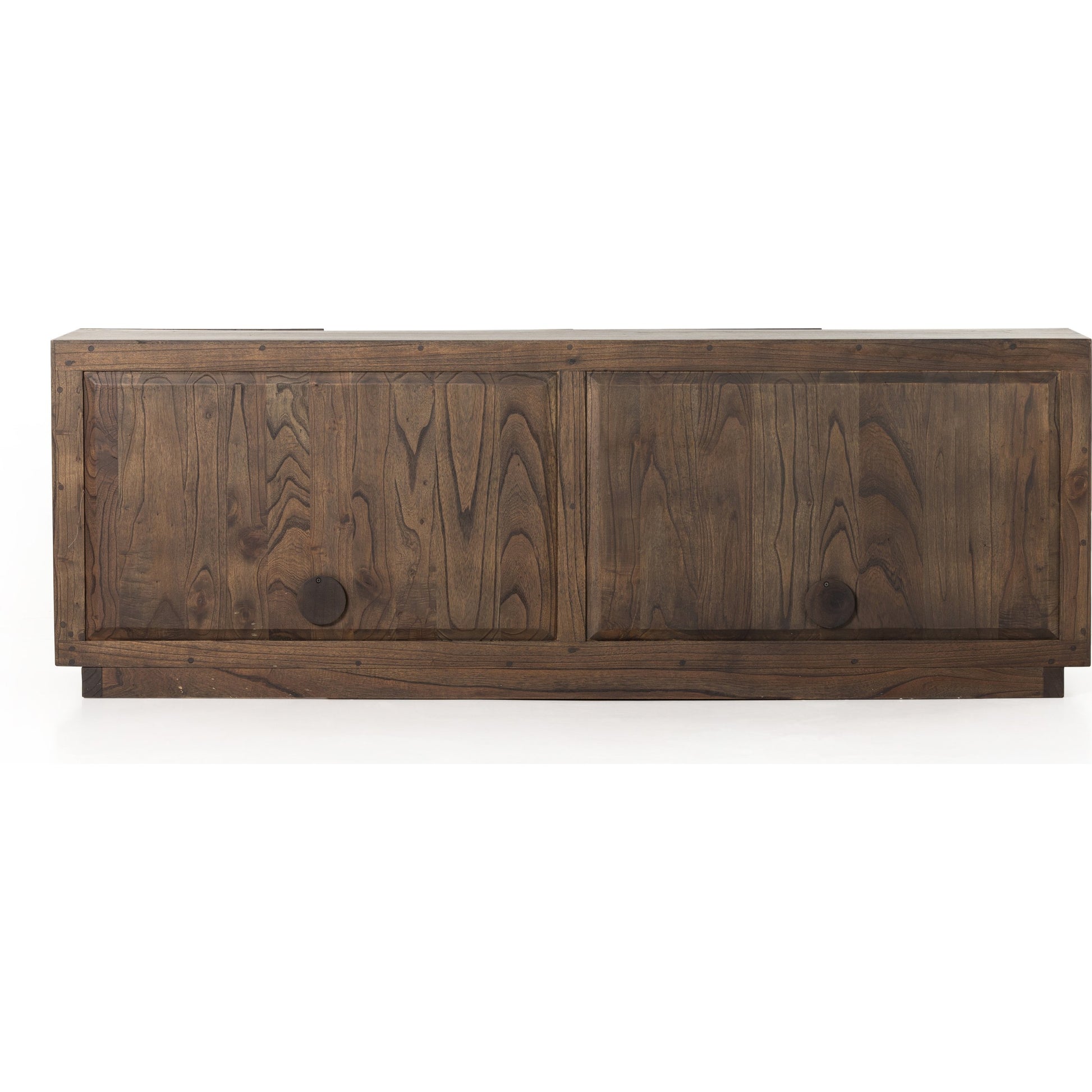 Tussac Media Console by Four Hands in matte brown neem. Made from solid neem wood in a transitional style.