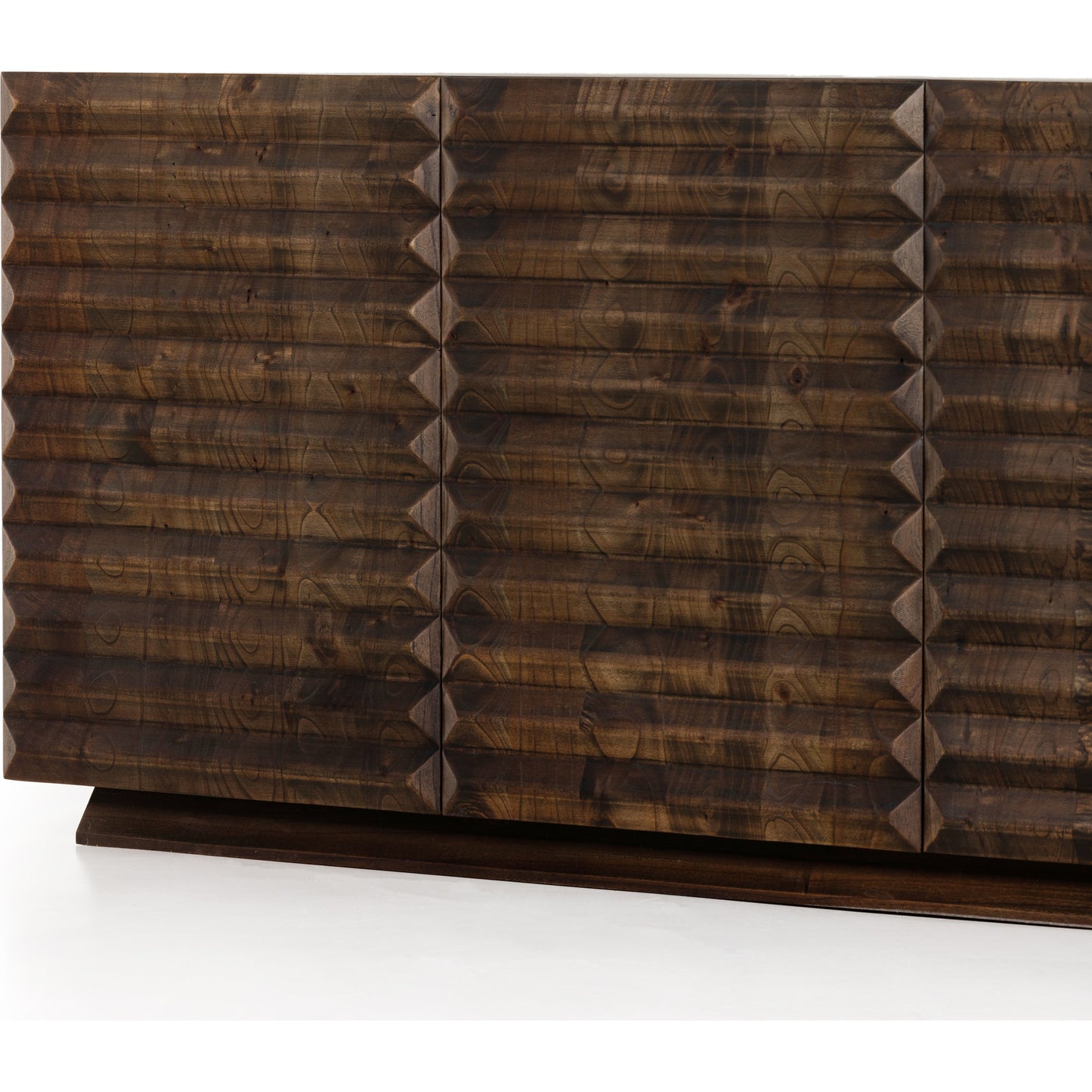 018 SI-1901741 | Closeup | Tussac Media Console by Four Hands in matte brown neem. Made from solid neem wood in a transitional style.
