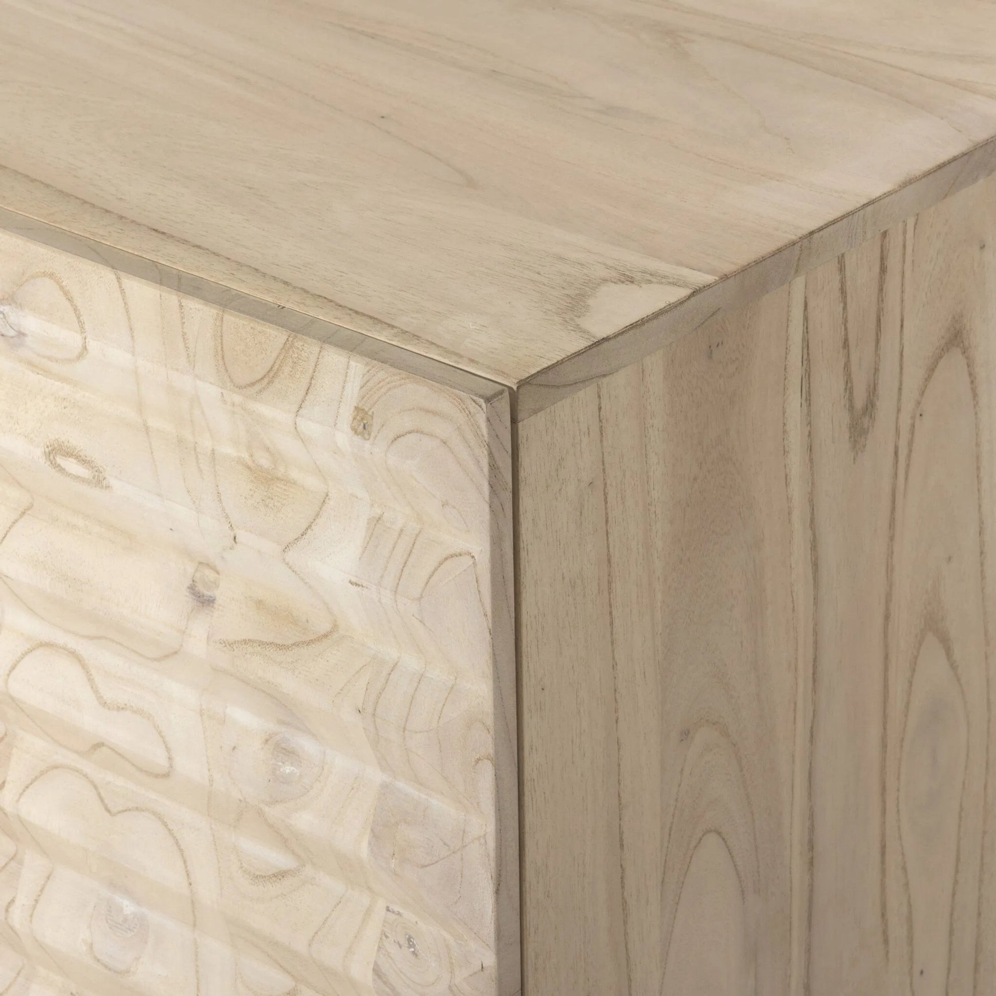 Tussac Media Console by Four Hands in matte brown neem. Made from solid neem wood in a transitional style.