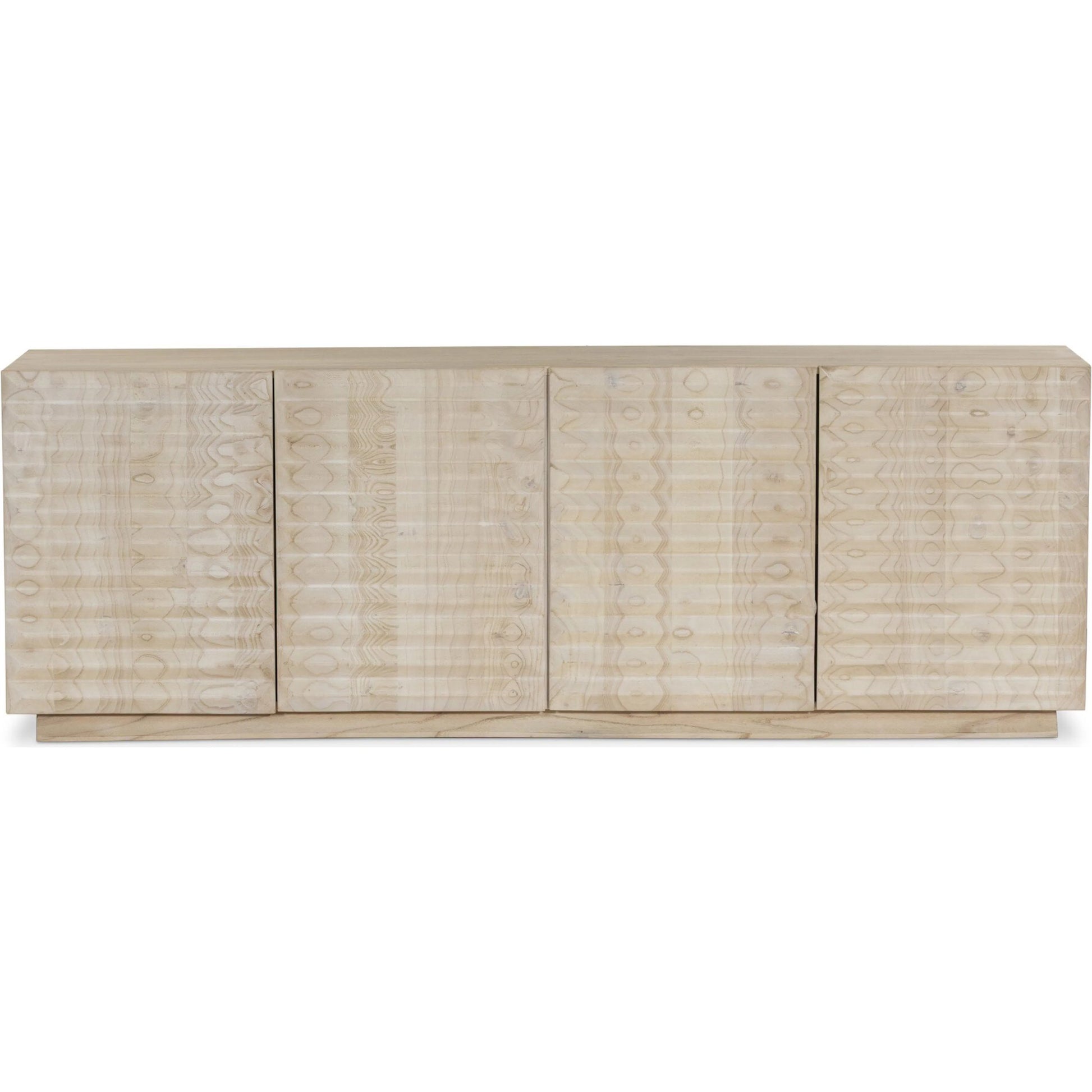Tussac Media Console by Four Hands in matte brown neem. Made from solid neem wood in a transitional style.