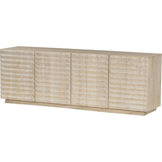 Tussac Media Console by Four Hands in matte brown neem. Made from solid neem wood in a transitional style.