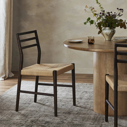 Glenmore Woven Dining Chair by Four Hands. Made from solid oak, rush in a modern style.