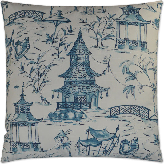 Pagodas by DV Kap Home in blue. Made from 100% cotton in a cottage & farmhouse style.