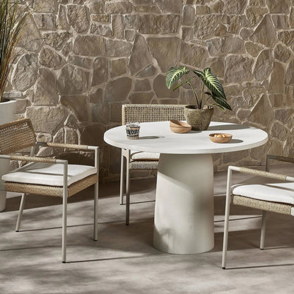 Basil Outdoor Dining Table by Four Hands. Made from aluminum in a modern style.