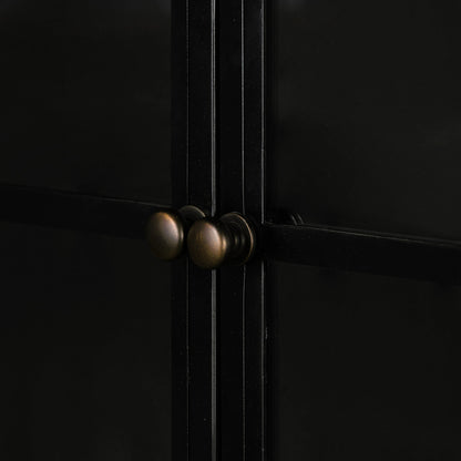 Belmont Wide Metal Cabinet by Four Hands in black. Made from iron in a modern style.