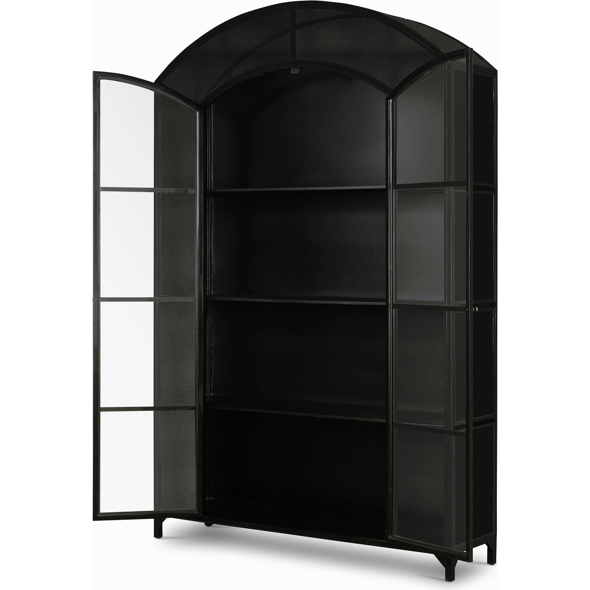 Belmont Wide Metal Cabinet by Four Hands in black. Made from iron in a modern style.