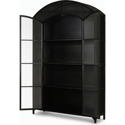 Belmont Wide Metal Cabinet by Four Hands in black. Made from iron in a modern style.