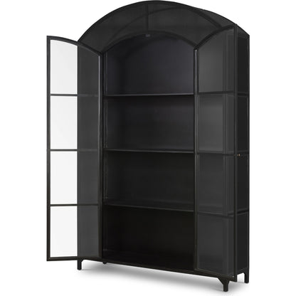 Belmont Wide Metal Cabinet by Four Hands in black. Made from iron in a modern style.