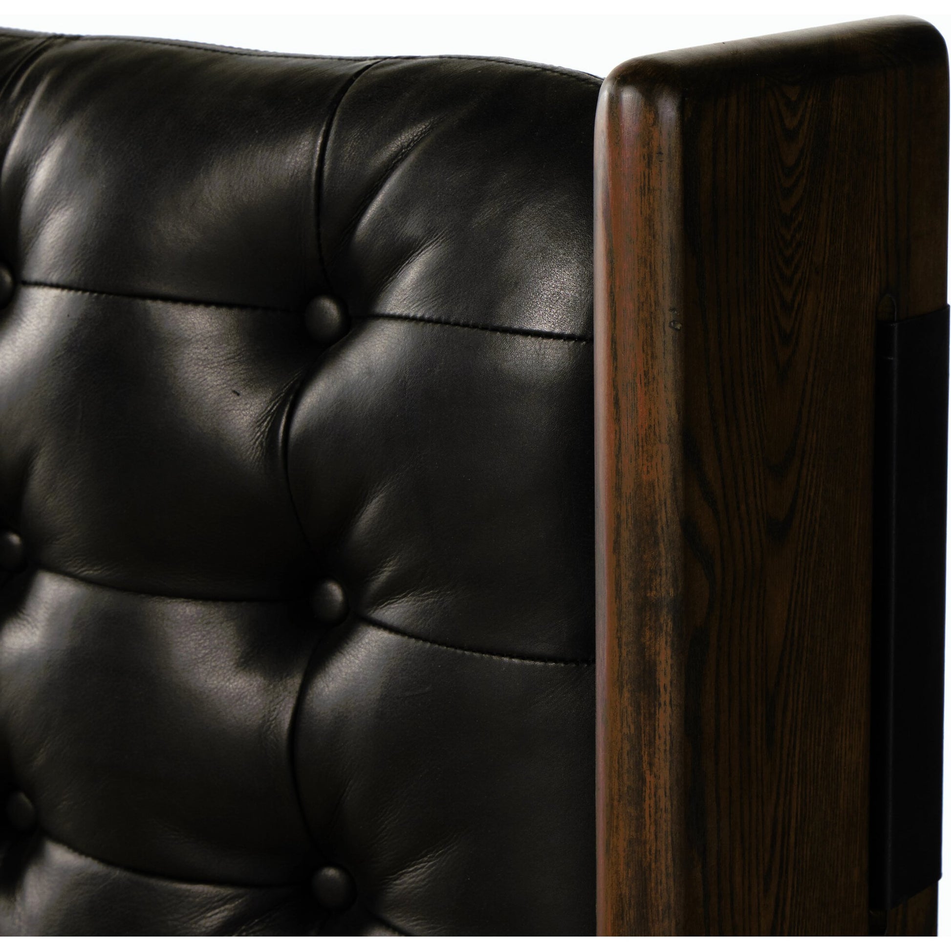 Halston Bed by Four Hands in heirloom sienna, terra brown ash, terra brown ash veneer. Made from top grain leather, solid ash, ash veneer in a modern style.