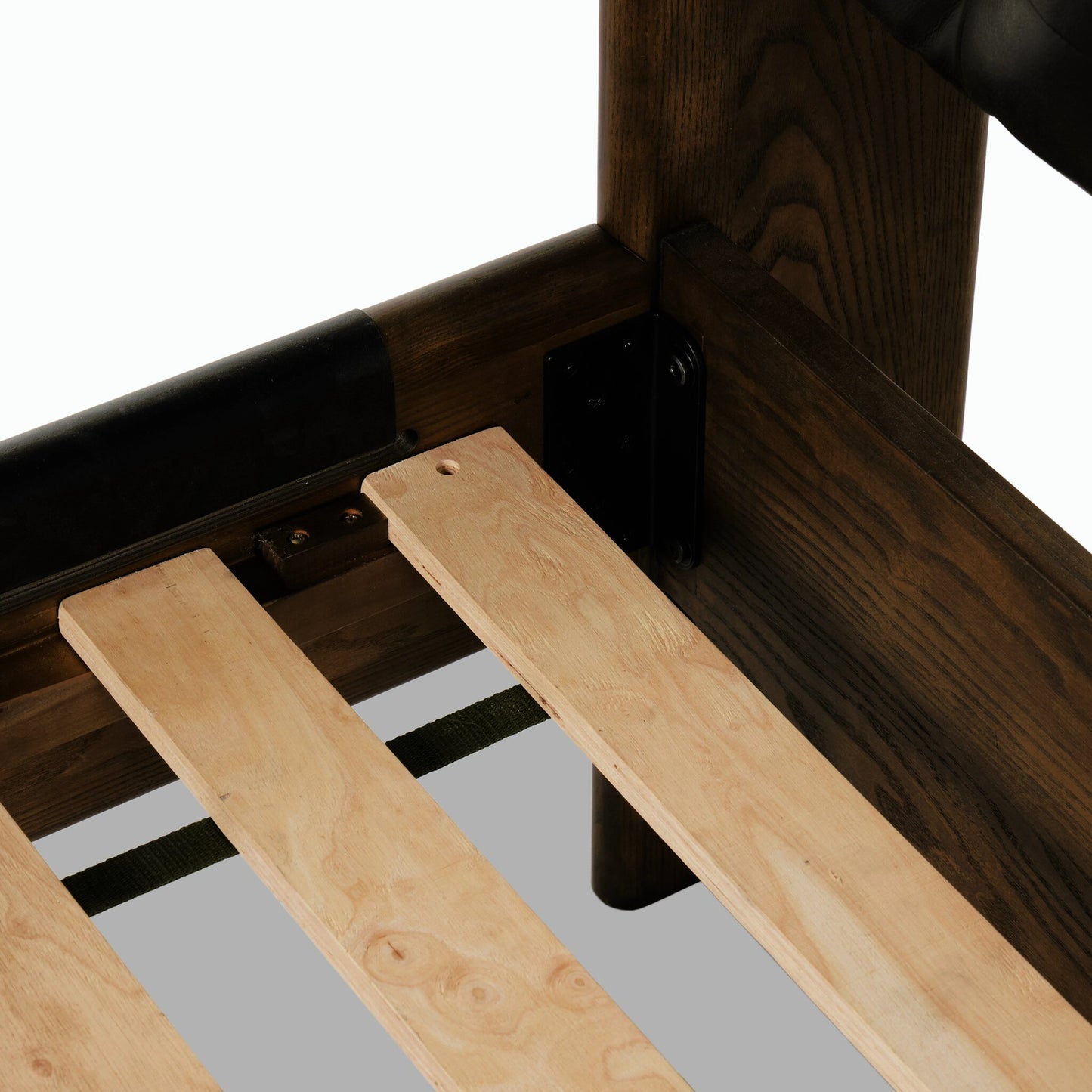 019 SI-2001420 | Closeup | Halston Bed by Four Hands. Made from top grain leather, solid ash, ash veneer in a modern style.