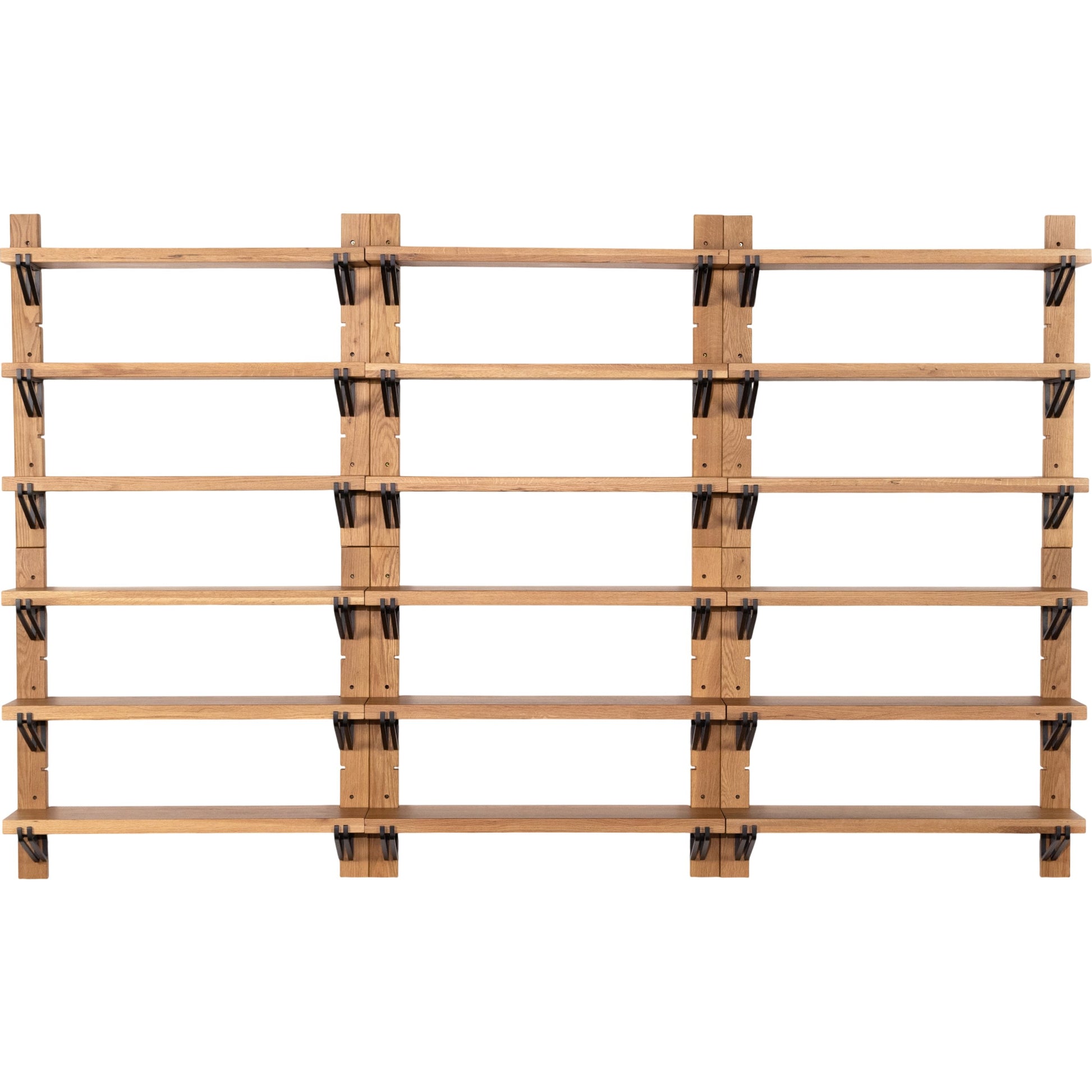 Pivott Shelf by Four Hands in dark iron, natural oak. Made from iron, oak veneer, solid oak in a rustic style.