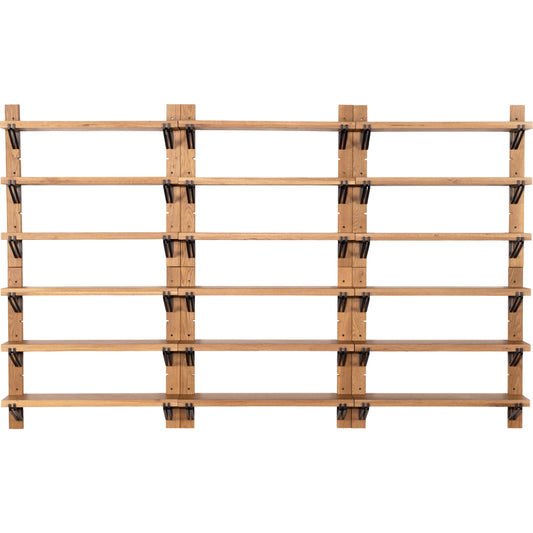 Pivott Shelf by Four Hands in dark iron, natural oak. Made from iron, oak veneer, solid oak in a rustic style.