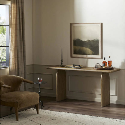 Sorrento Console Table by Four Hands in aged drift mindi. Made from mindi solid in a modern style.