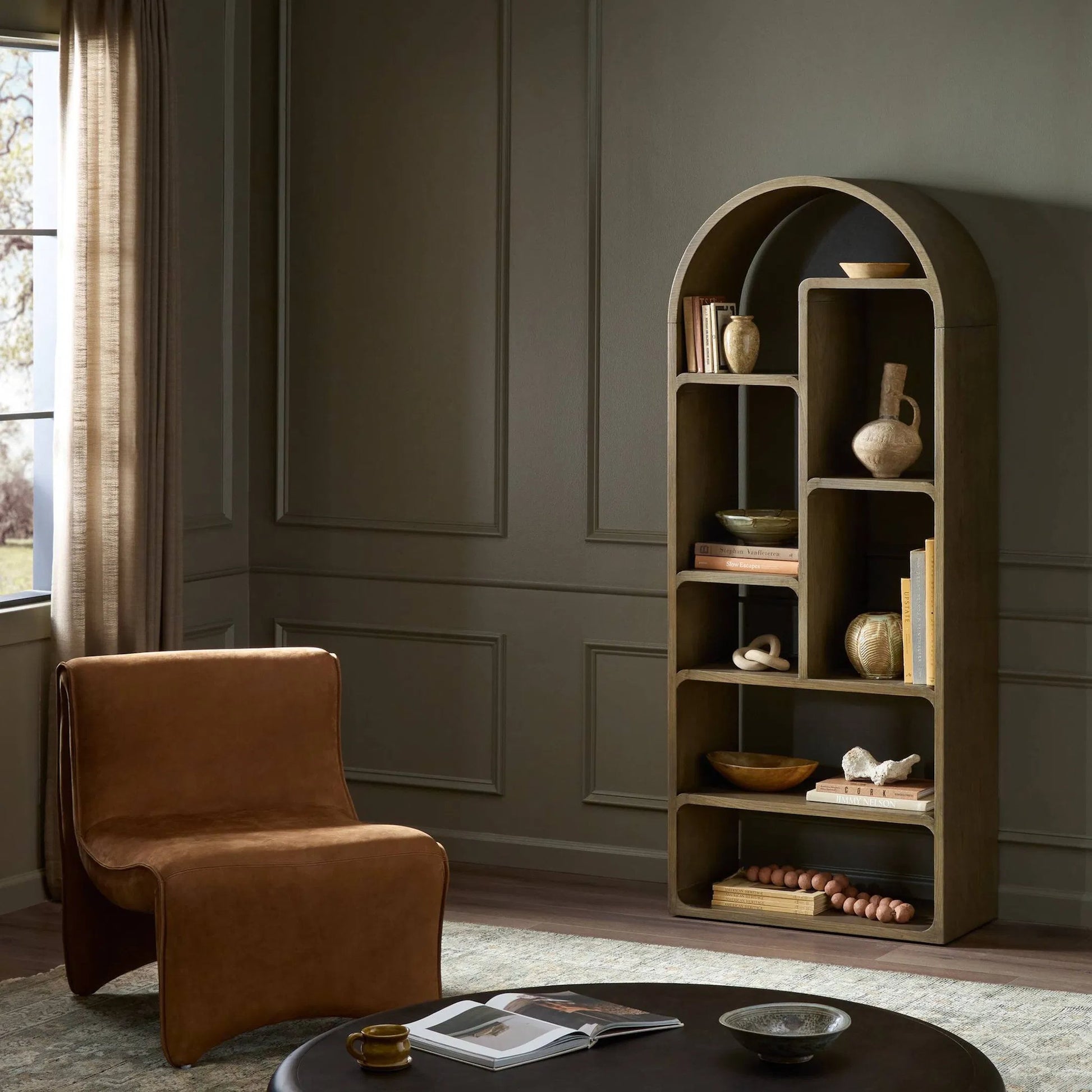 Risa Bookcase by Four Hands in lamont natural. Made from unique in a modern style.