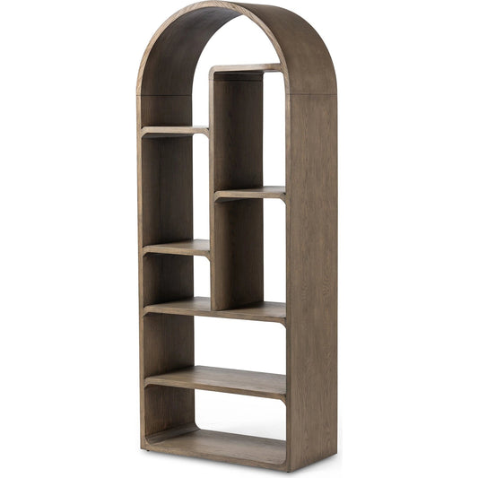 Risa Bookcase by Four Hands in lamont natural. Made from oak veneer, poplar eucalyptus plywood in a modern style.