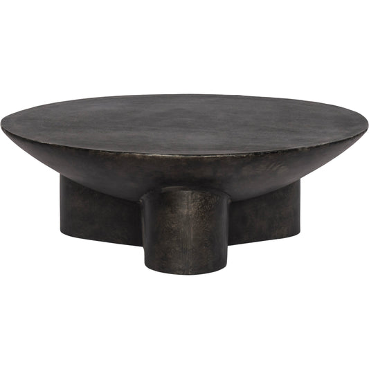 Sante Coffee Table by Four Hands in raw black. Made from aluminum in a modern style.